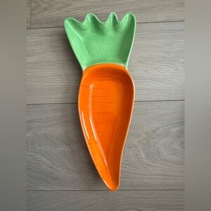 Carrot Shaped Ceramic Divided Serving Dish, Easter